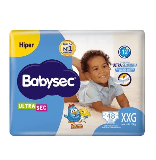 Fralda Descartável Babysec Galinha Pintadinha Hiper XXG 48 Unidades