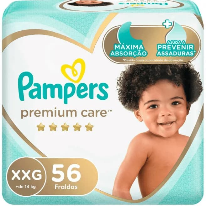 Fralda Pampers Premium Care Tamanho XXG Com 56 Unidades